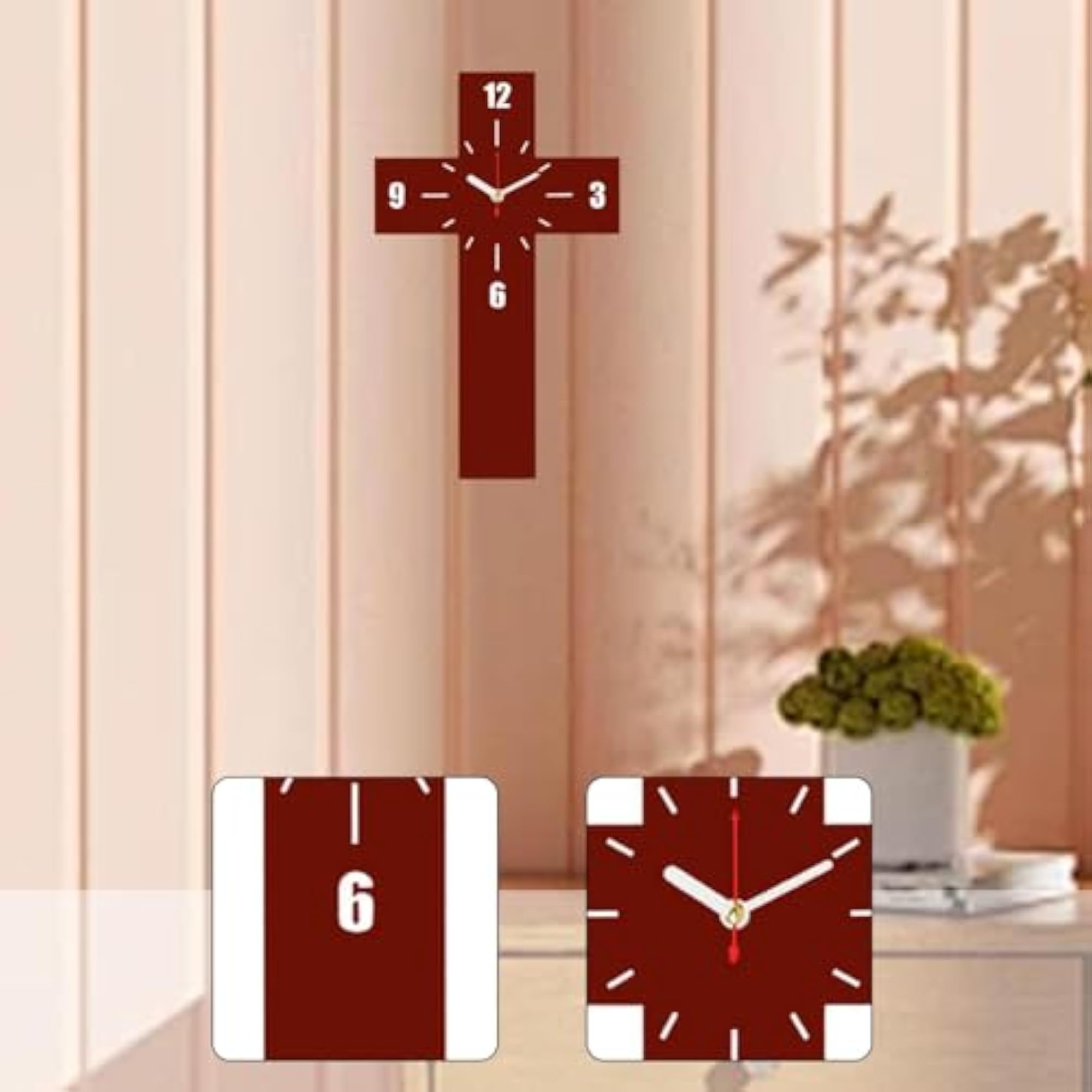 Nordic Crucifix Wall Clock for Kids Room, Kitchen